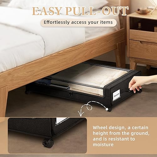Miniatura 4 de Almacenamiento debajo de la cama con ruedas, paquete de 2, contenedores de almacenamiento debajo de la cama XXL, almacenamiento de zapatos debajo de