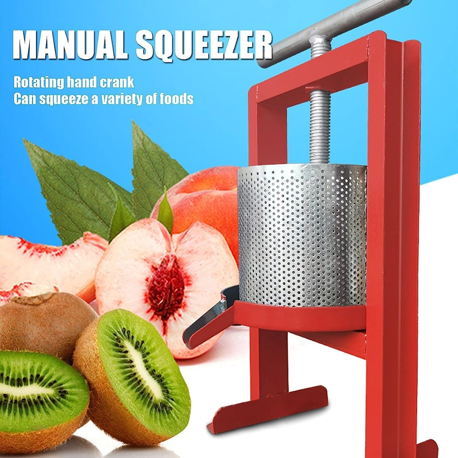 Fruit Wine Grinder, Stainless Steel Barrel Cheese, Manual Fruit Wine Press, Grape Press for Squeezing Vegetable/Fruit Juice