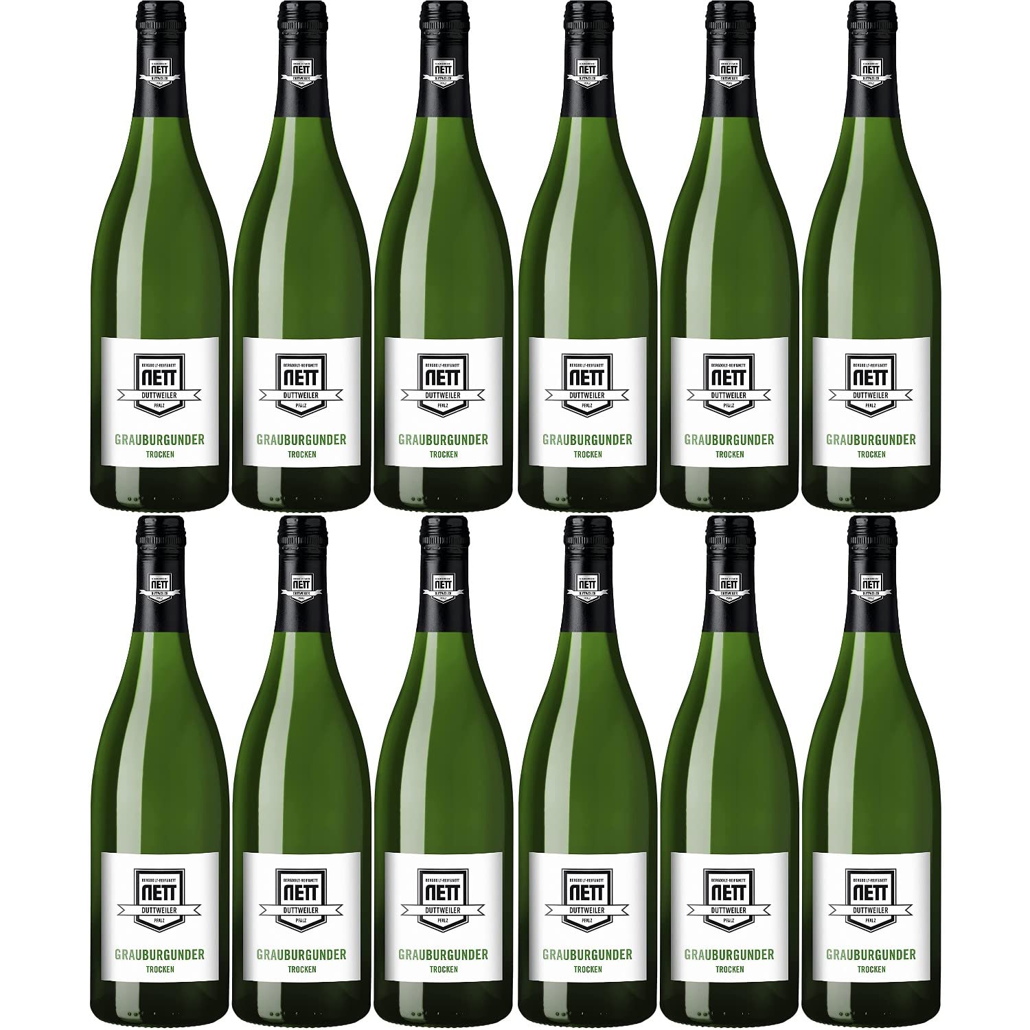 Bergdolt-Reif & Nett Grauburgunder Liter Weißwein Qualitätswein b.A trocken Pfalz I FeinWert Paket (12 x 1,0l)