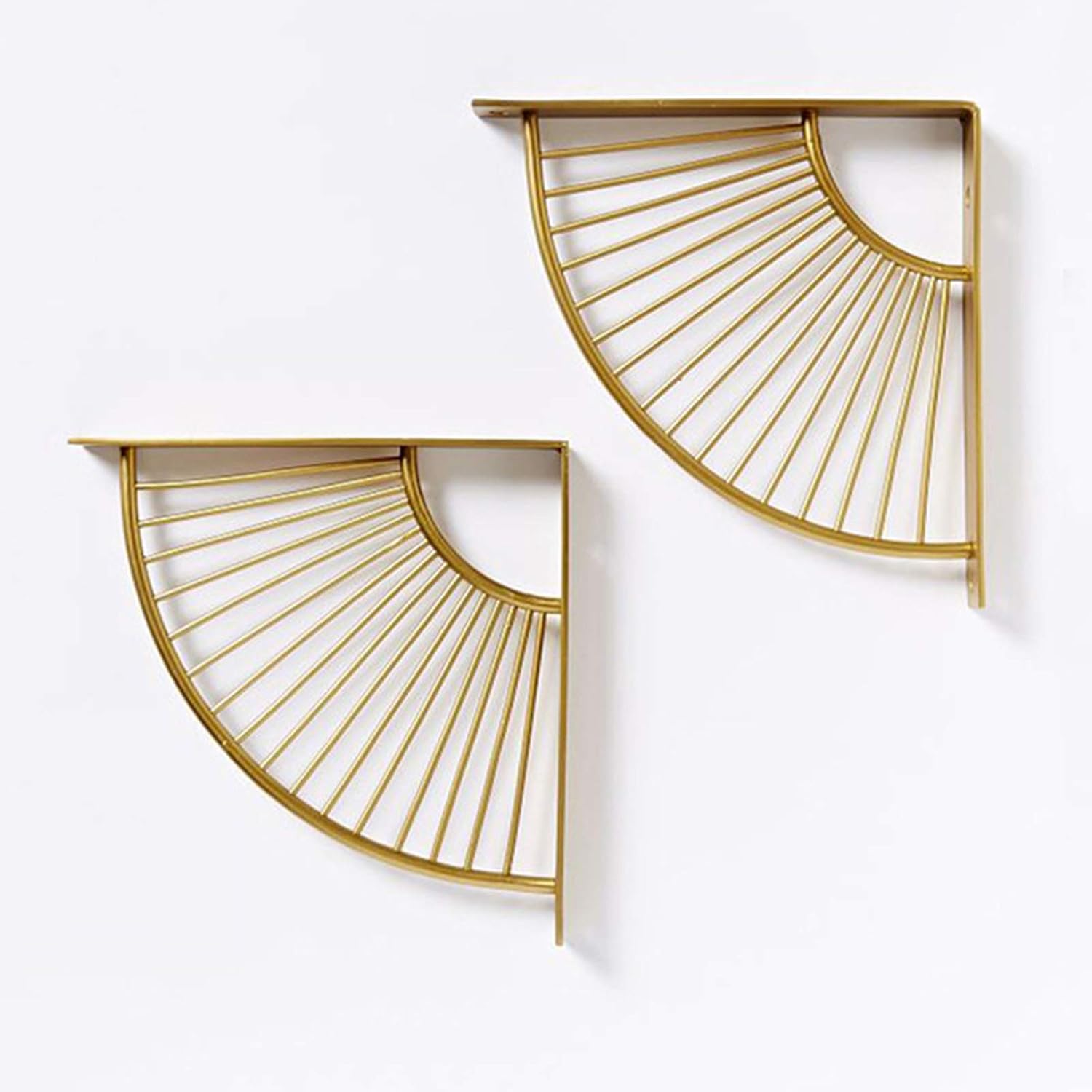 Floating Shelf Supporter,Heavy Golden Shelf Brackets & Supports, Multifunctional Angle Corner Brackets for Bookshelves, Wood Furniture,Cabinets,Brackets for Shelves Decorative,One Pair,15cm(5.9in)