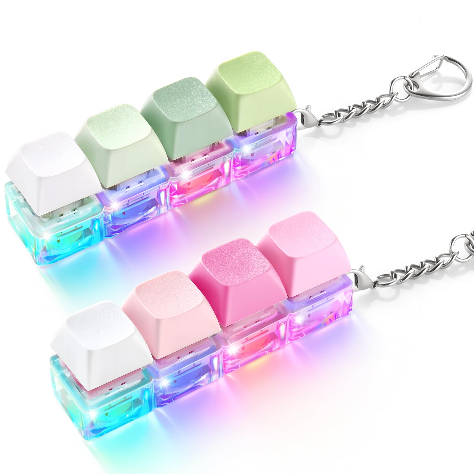 Photo 1 of 2 Pack Keyboard Fidget Toy Light Up – Clicky & Silent Keyboard Clicker Fidget Keychain – Quiet Fidget Toys for Adults, Sensory Toy for Boost Focus & Calm Anxiety at Work, Travel – Stress Relief Gifts