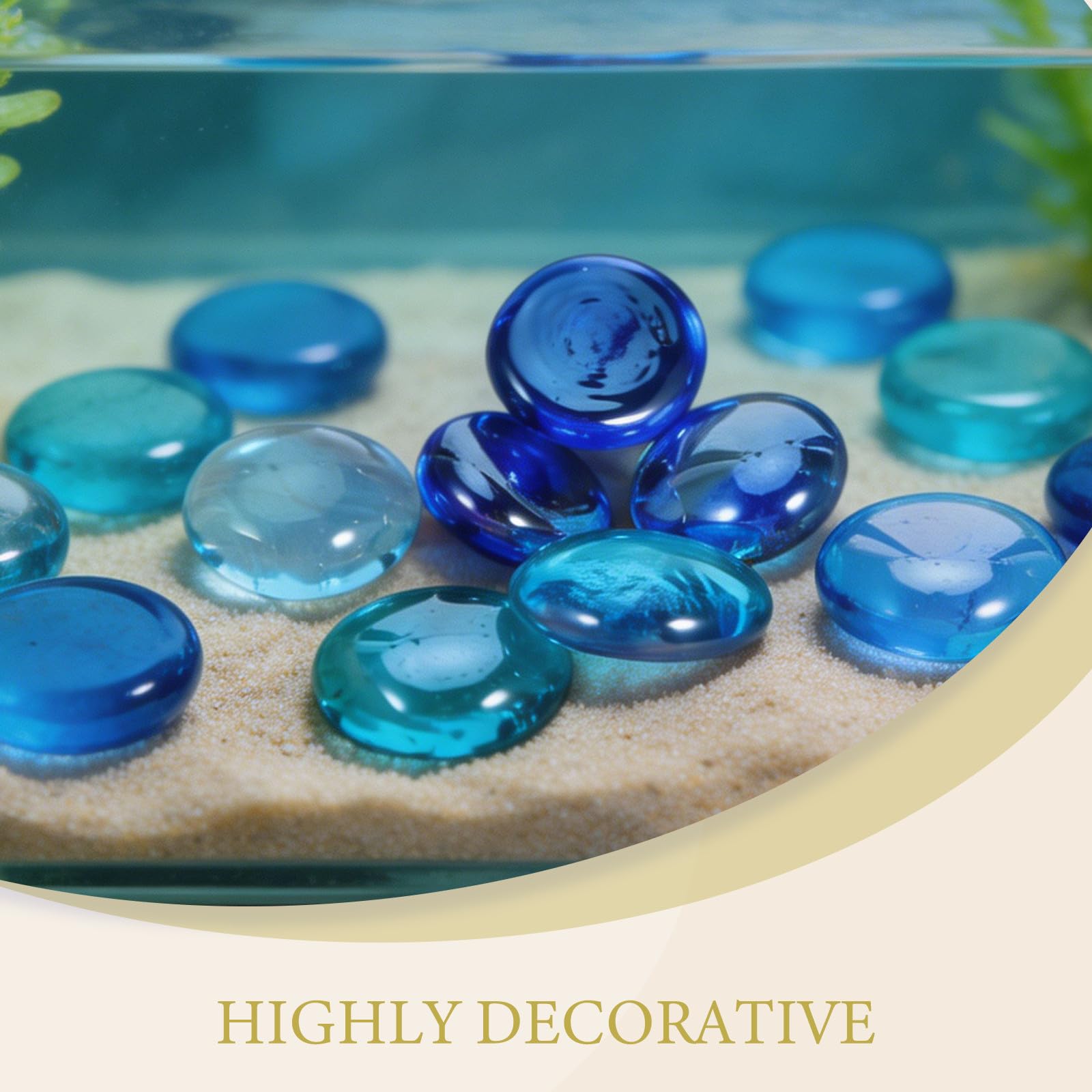 GALPADA Piedras de Vidrio Azul para Decoración de Jardines y Arreglos, Forma Redonda y Plana, Peso 1.5kg, Aplicación Versátil y Superficie Lisa sin Rayaduras