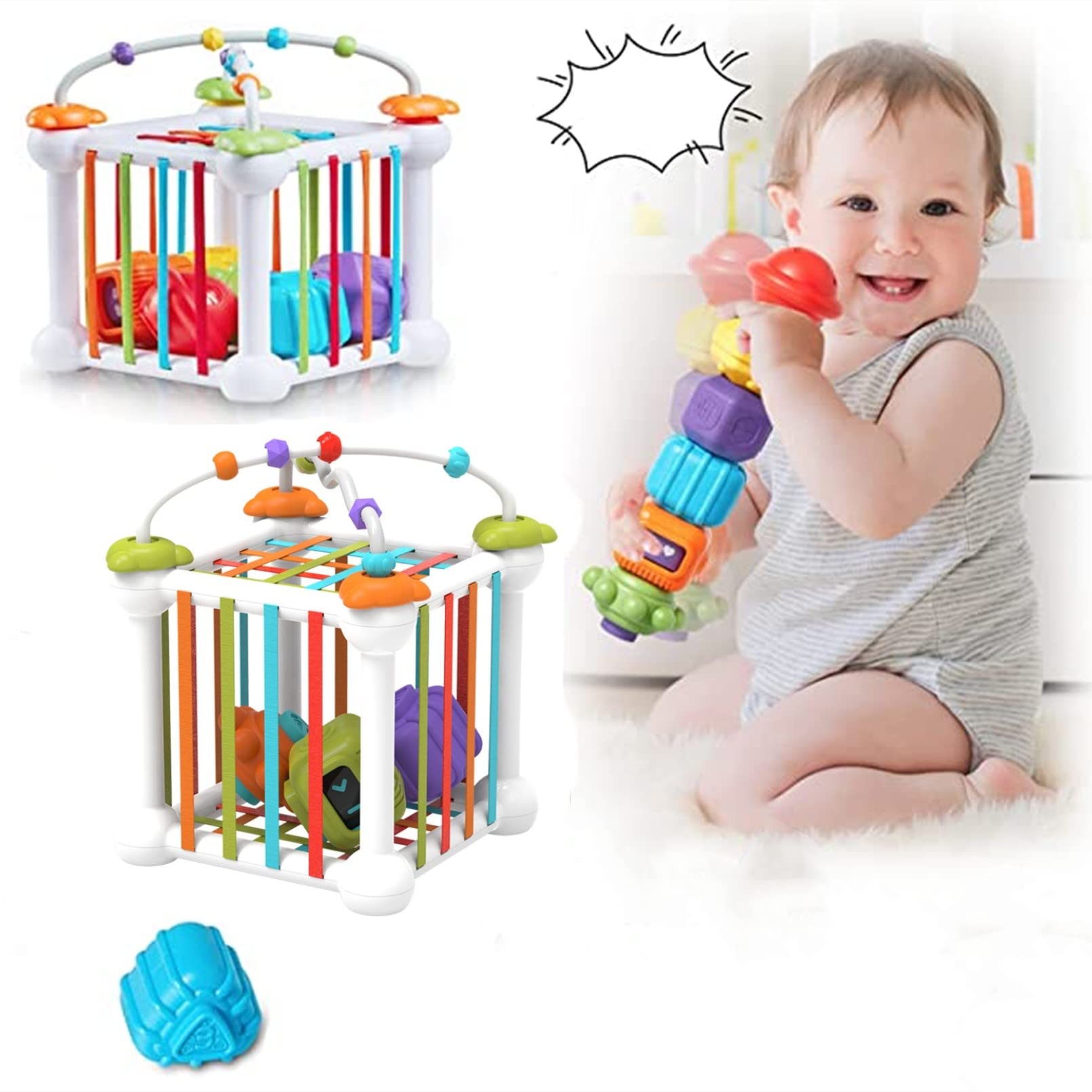 AM ANNABaby 1 Year Birthday Girft,Education Toys for Toddlers 1-3,Colorful Baby Toy Set for Toddlers 4-6,Great Gift for Baby Girls & Boys (Baby Shape Sort Toys)