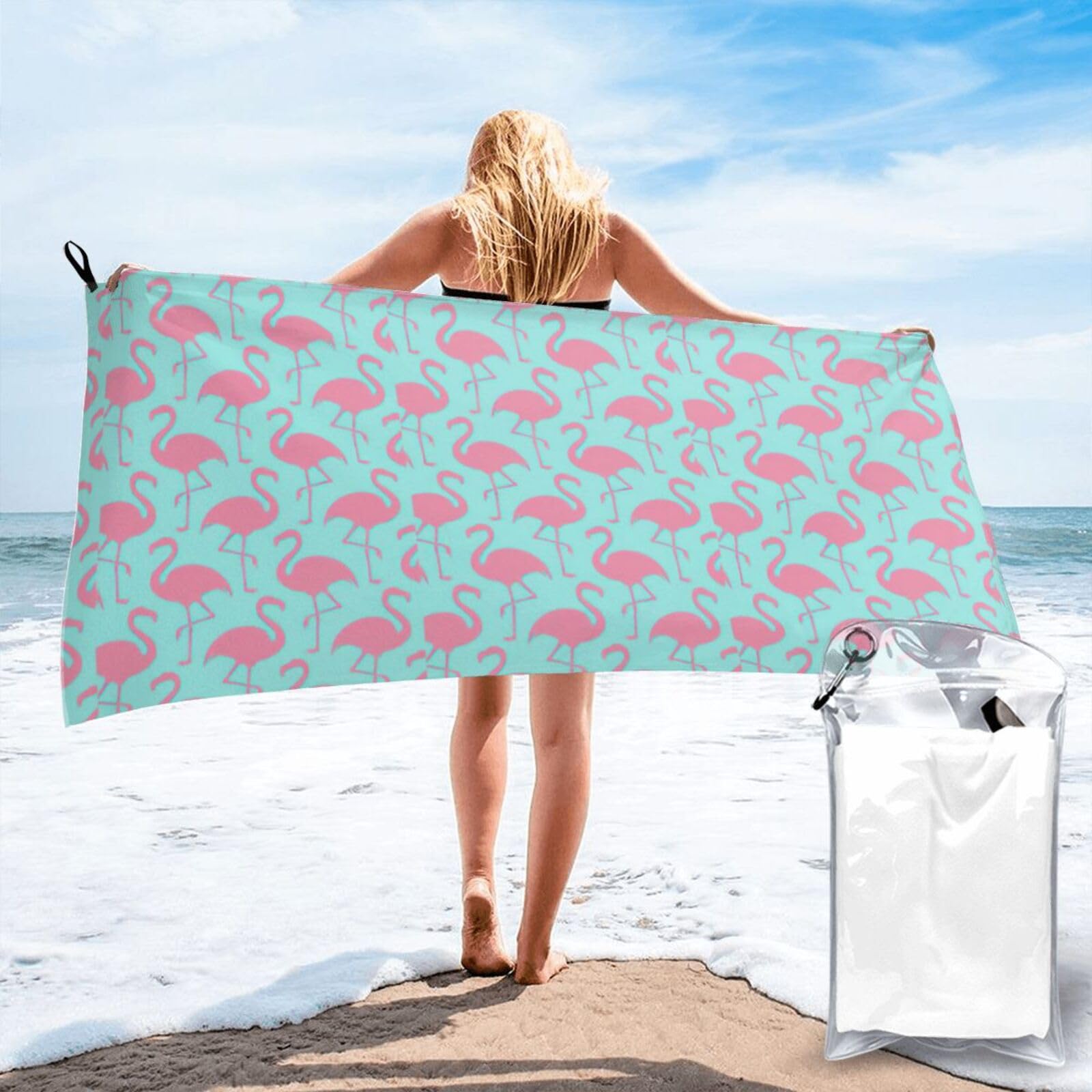 KAPPTYY Pink Flamingo Print Quick Dry Towel Bath Shower Beach Wrap For Gym Vacation Adults