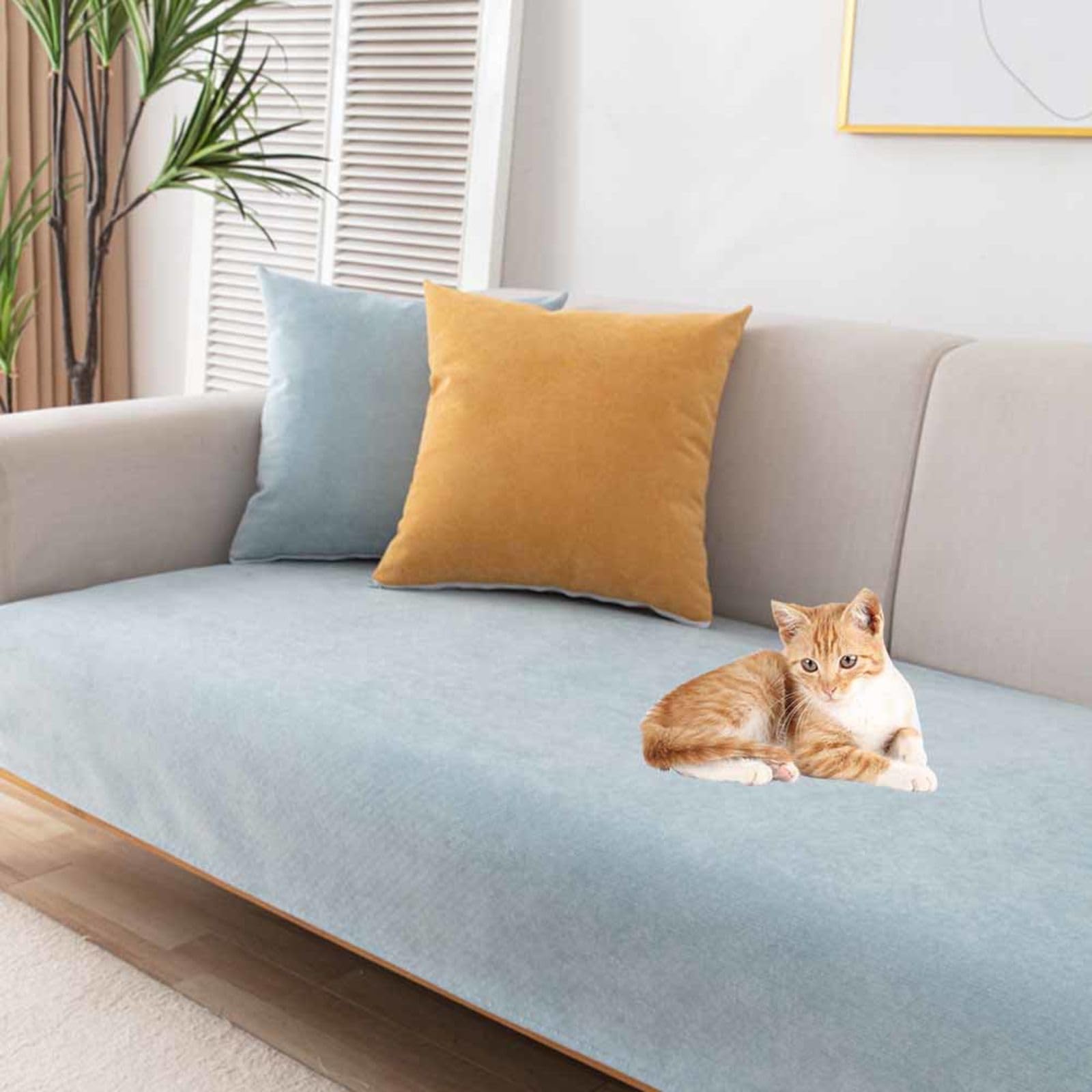 Racib L Shape Sofa Cover, Velvet Non-Slip Sofa Covers, Waterproof, Elastic Closure, Classic Style, 110x240cm