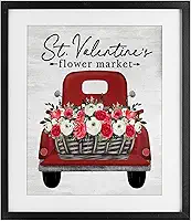 Stupell Industries Impressão emoldurada preta sob o vidro do caminhão do mercado de flores de São Valentim, design por Lettered and Lined, 21 x 17