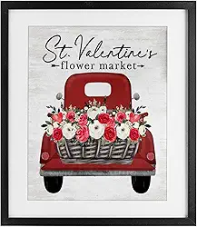 Stupell Industries Impressão emoldurada preta sob o vidro do caminhão do mercado de flores de São Valentim, design por Lettered and Lined, 21 x 17