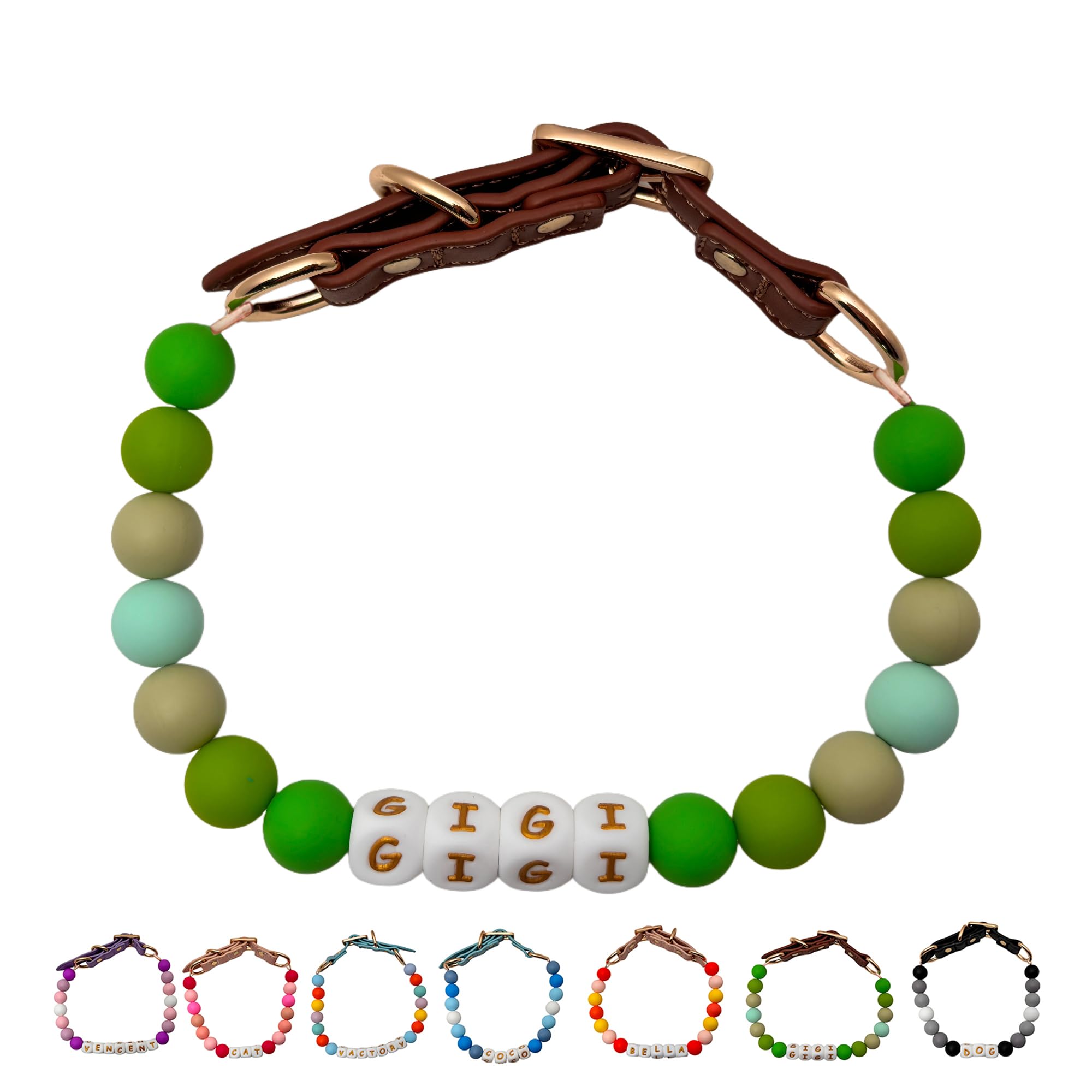 Personalized Beaded Dog Collar Custom Pet Name with Leather Buckle Adjustable Bohemian Style Beaded Collar for Small Medium Large Dogs Cats Gifts for Pet Lovers