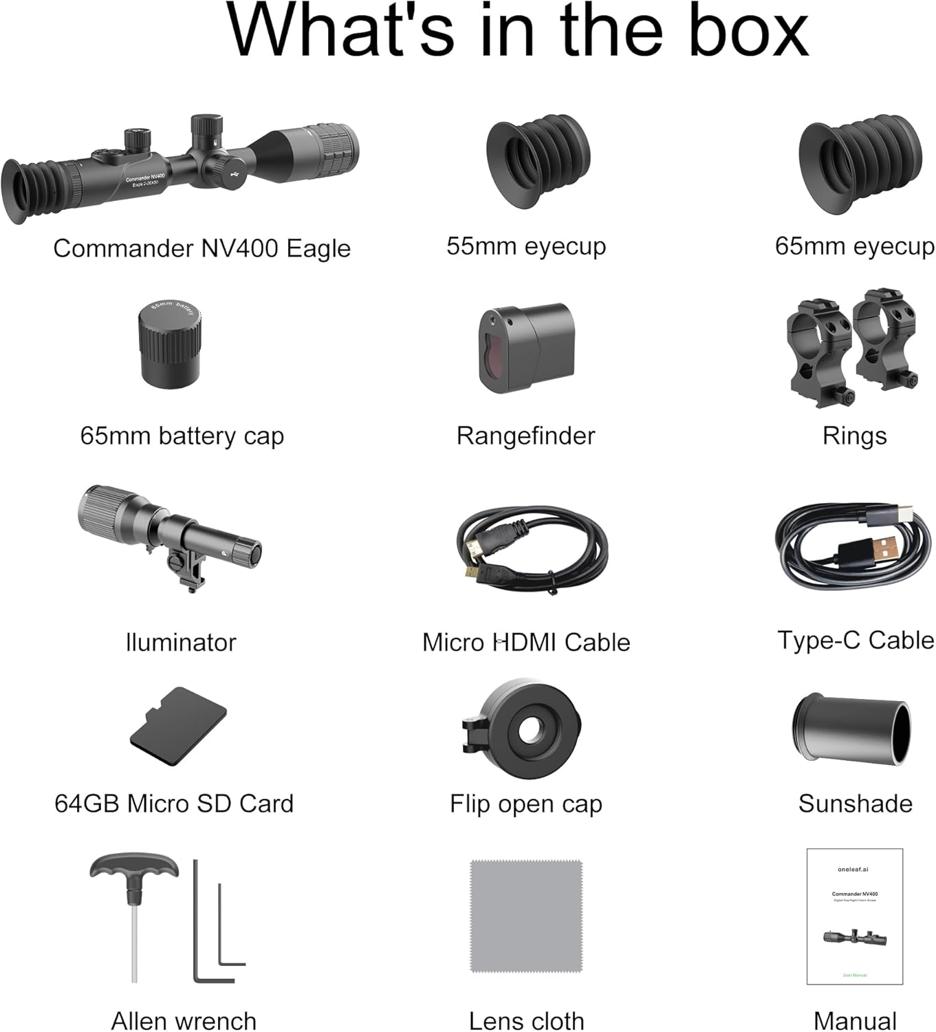oneleaf.ai Commander NV400 Eagle 2-26X50 4K Digital Day/Night Vision Rifle Scope with Rangefinder
