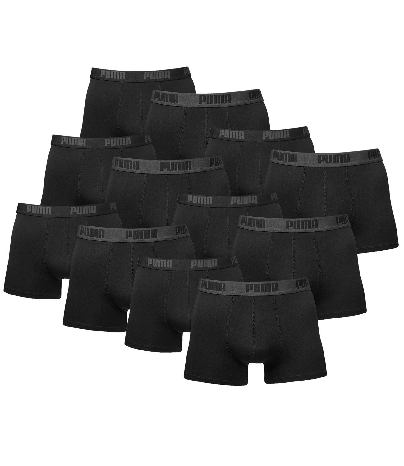 Lot de 12 boxers Puma - Pour homme - Noir - XL