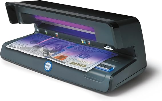 Safescan 50 UV Counterfeit Bill Detector, Small Footprint, Lightweight, Great for Bills, Credit Cards, Passports, IDs, Suitable for All Currencies, Powerful 9W UV Light, CE Certified,