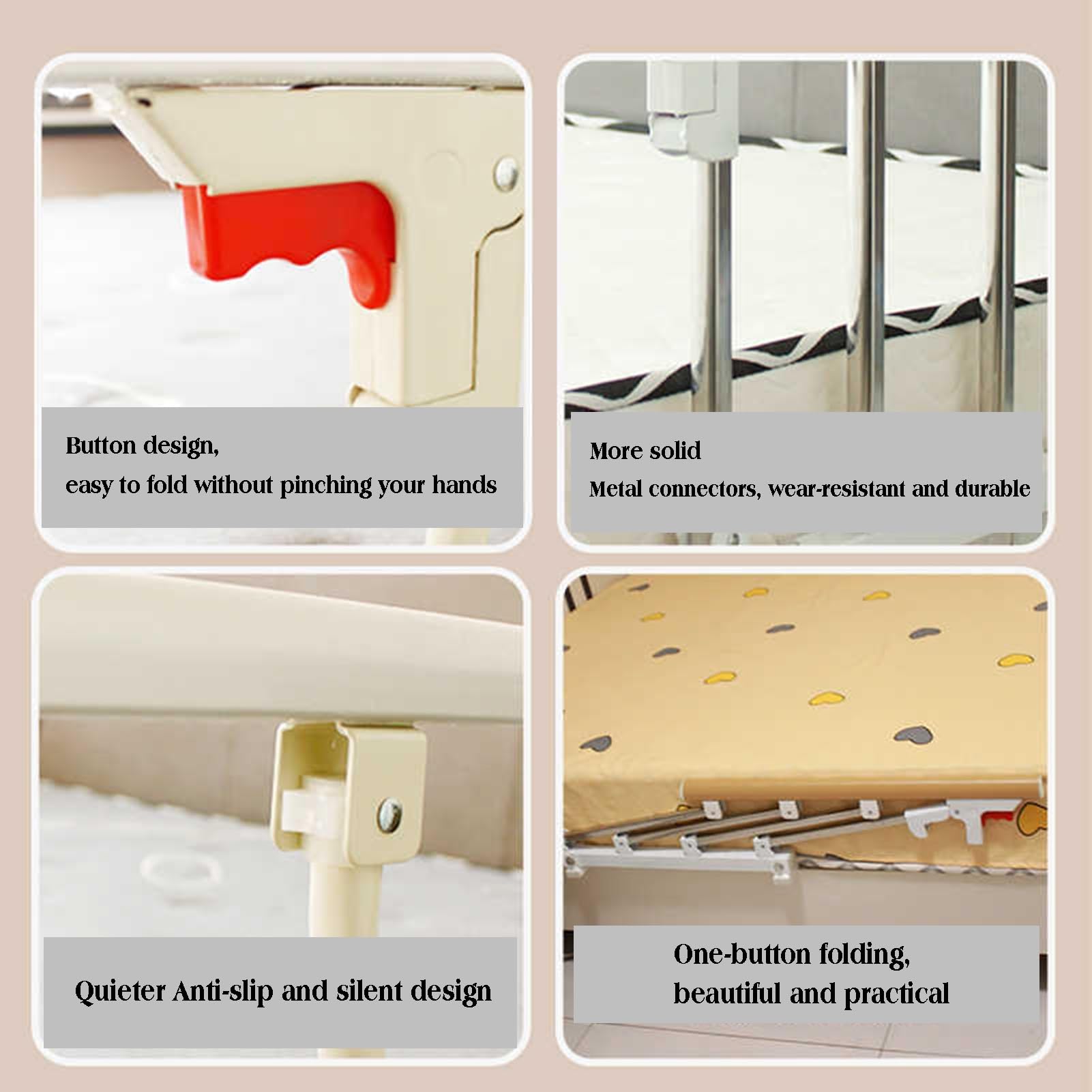 Sponda for Letto, Paracolpi Pieghevole for Letto Matrimoniale, Sponde di Supporto for Letto Resistenti for Anziani, Facile Installazione for Letti Singoli(2)