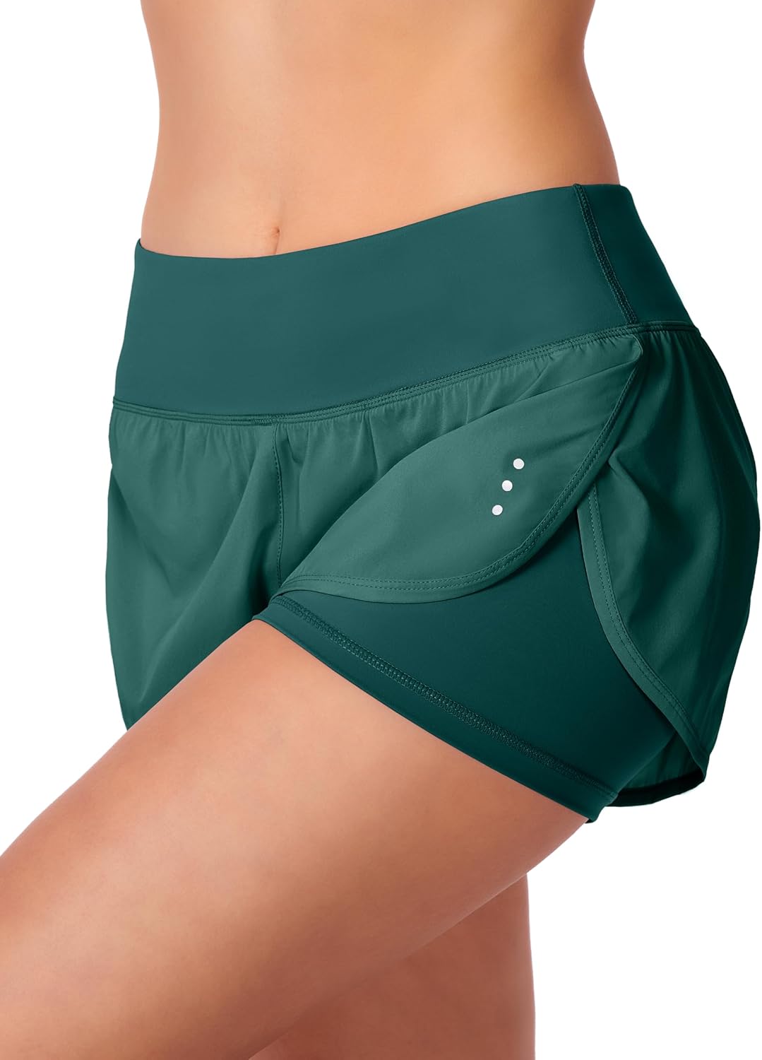 Soothfeel Women's Running Shorts with Zipper Pocket 2 in 1 High Wasited Workout Athletic Gym Yoga Spandex Shorts for Women