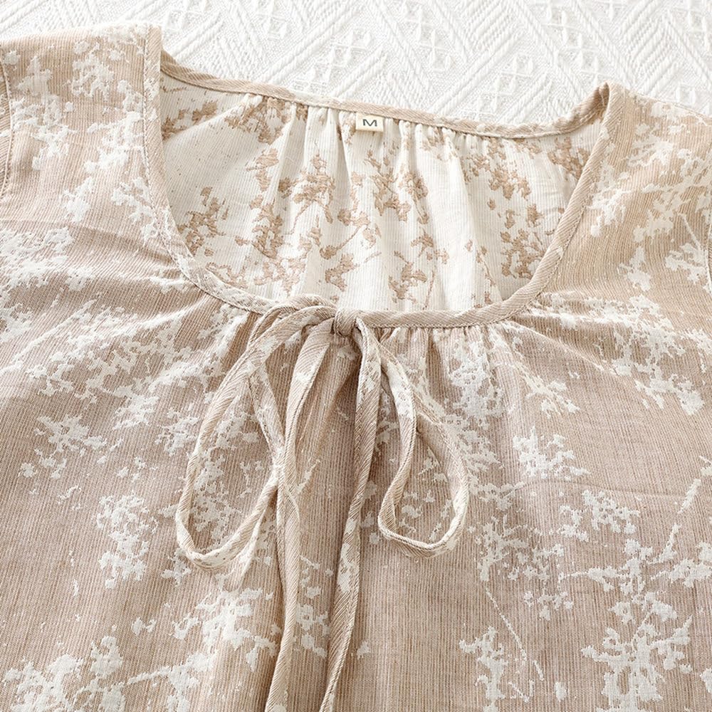 Camicia da Notte Donna - Camicia da Notte in Cotone Pigiama da Donna Abito da Notte in Garza A Doppio Strato Pigiama Intero Autunno Maniche A Tre Quarti Abbigliamento per La Casa
