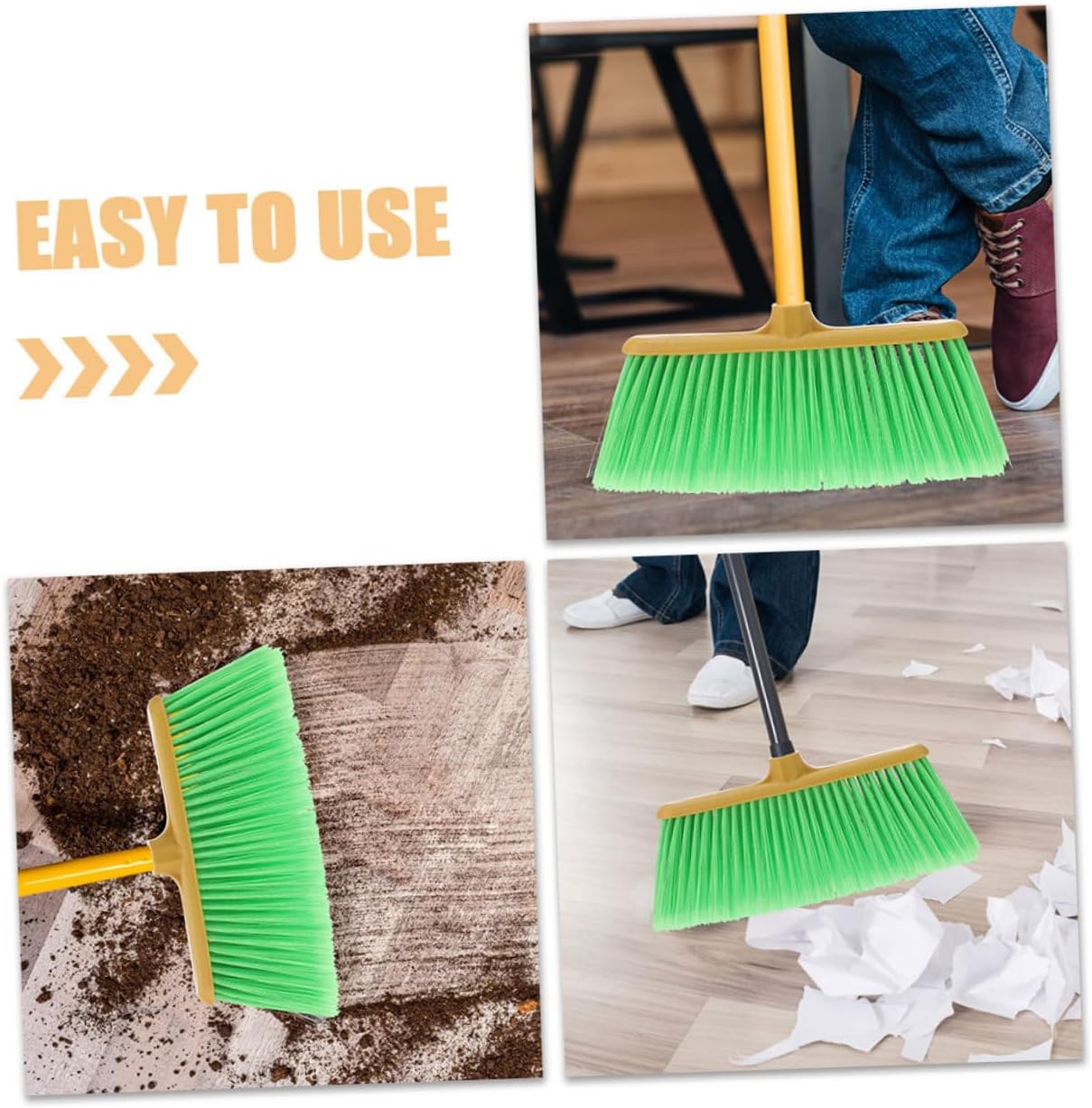 COLLBATH 2pcs Sweeper Replacement Part Broom Replacement Dense Bristle Design Plastic Broom Head for Home Office Restaurant