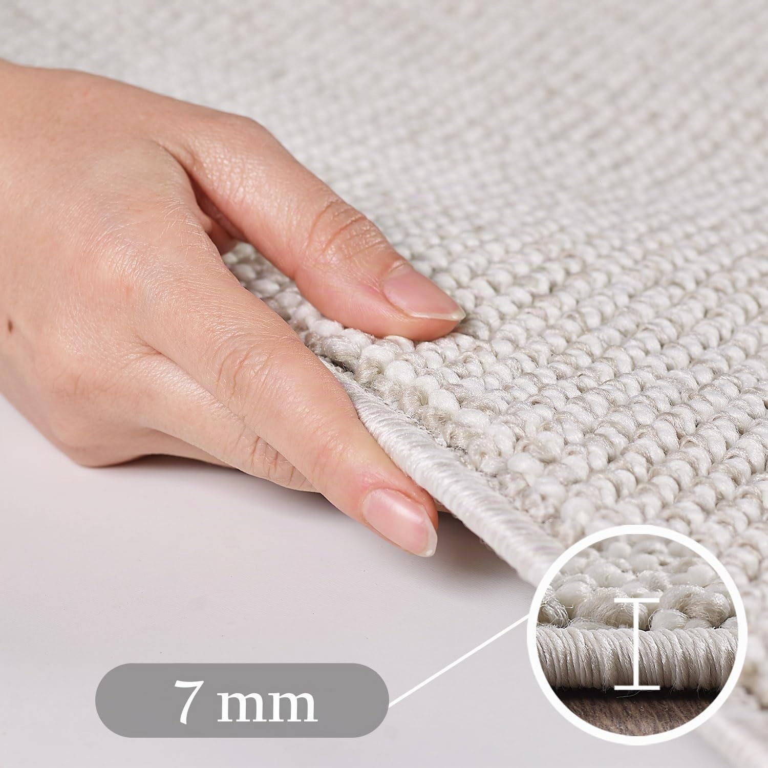 HomebyHome Runder Teppich 200 cm Creme, Einfarbig & Weich, Moderner Schlingenflor für Wohnzimmer oder Essbereich, Pflegeleichtes Wohnaccessoire