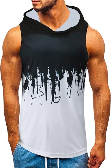Amazon.com: XXBR - Camiseta sin mangas de verano para hombre, con estampado  de tinta salpicada con capucha, sin mangas, chaleco atlético,  entrenamiento, correr, sin mangas : Ropa, Zapatos y Joyería