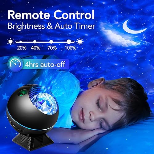 Miniatura 4 de ONEFIRE - Proyector de estrellas para dormitorio, 43 modos de iluminación, proyector de estrellas, luz nocturna para niños, temporizador remoto,