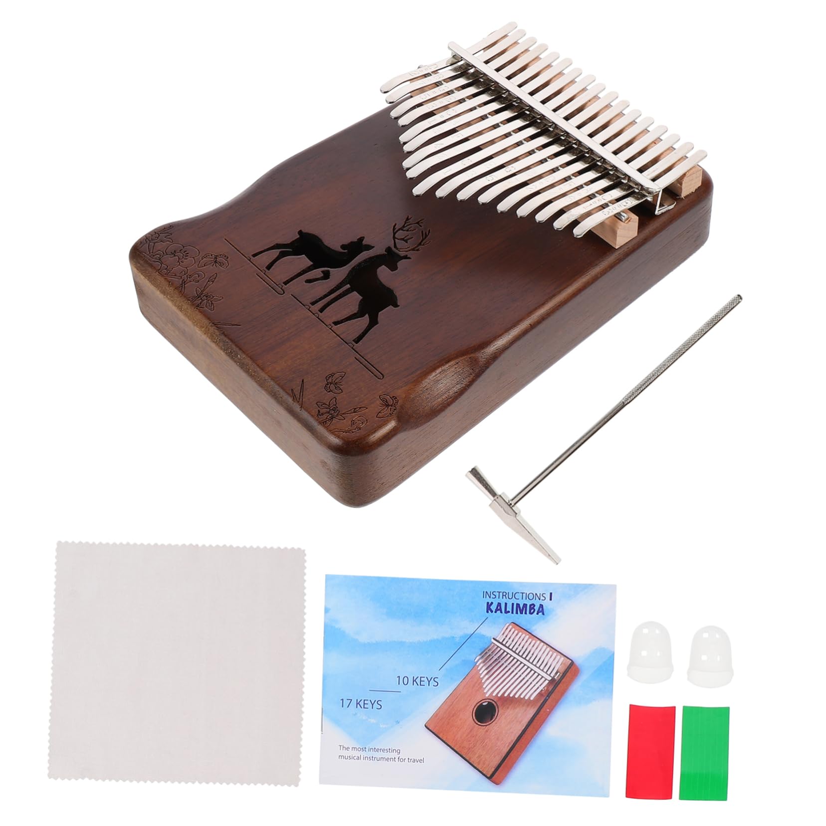 BESTonZON 1 Set 17 Key Portable Thumb Piano for Beginners Lightweight Hand Piano with Digital Engraved Keys for Easy Learning Musical Instrument for Travel and Outdoor Play