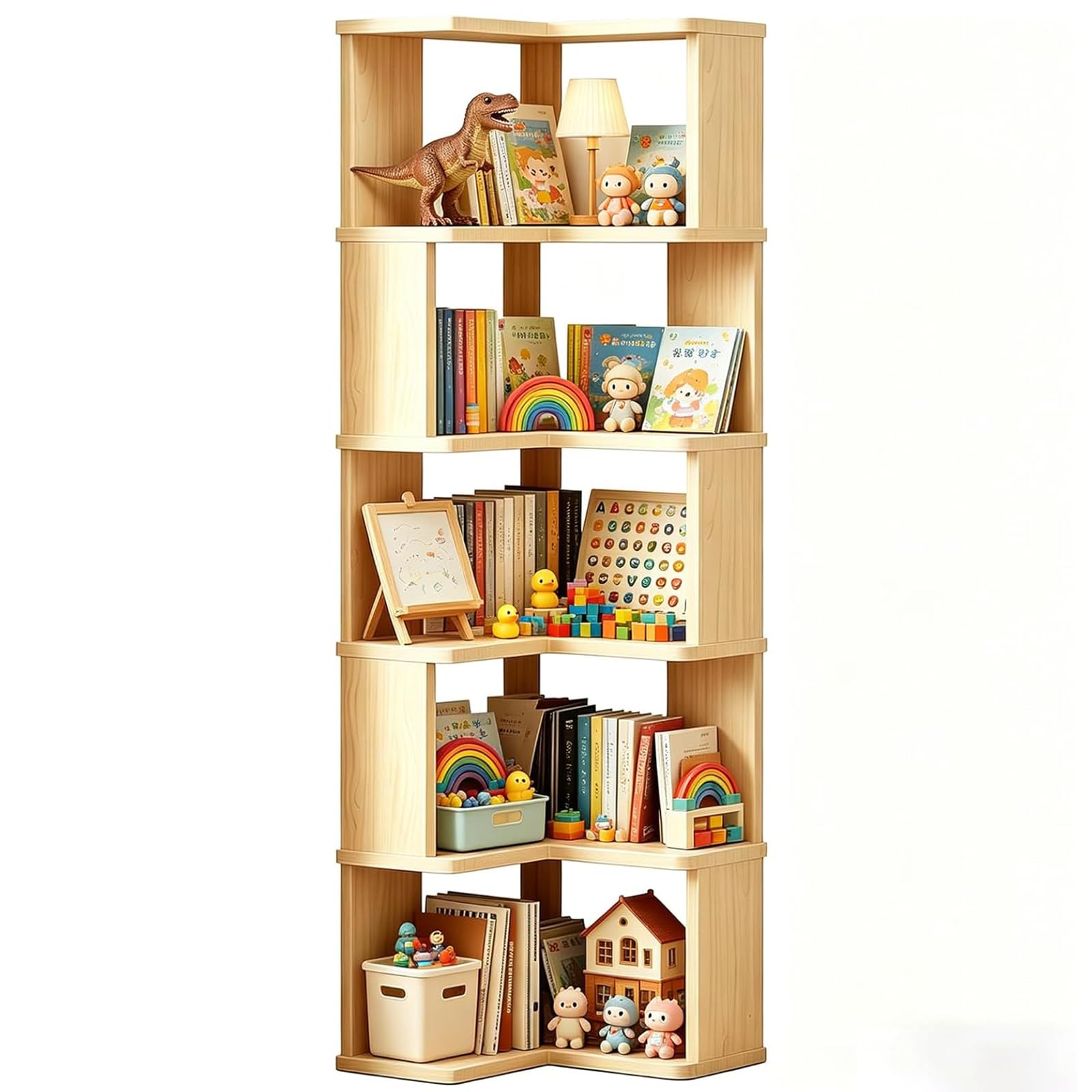 Librería, Estantería de 6 Niveles, Estante en Forma de L Mueble Almacenaje, Libreria Estanteria para Salón Oficina Estudio