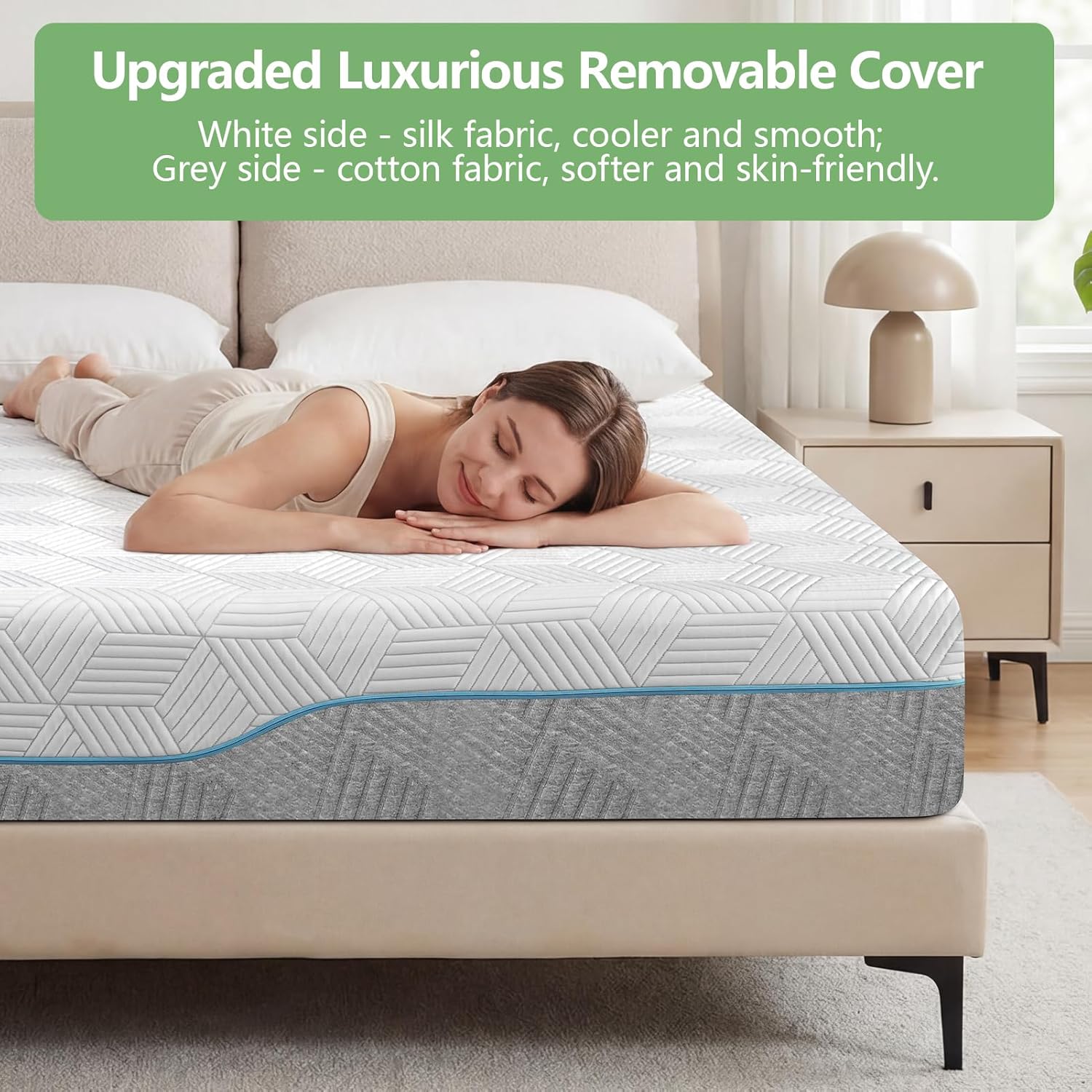 Extra Firm Mattress King 12 Inch with Cool Green Tea Gel, Premier Memory Foam Mattresses with Fiberglass-Free Cover, Medium Firm/Extra Firm High-density-Mattress for Back Pain,CertiPUR-US, 80''x76''