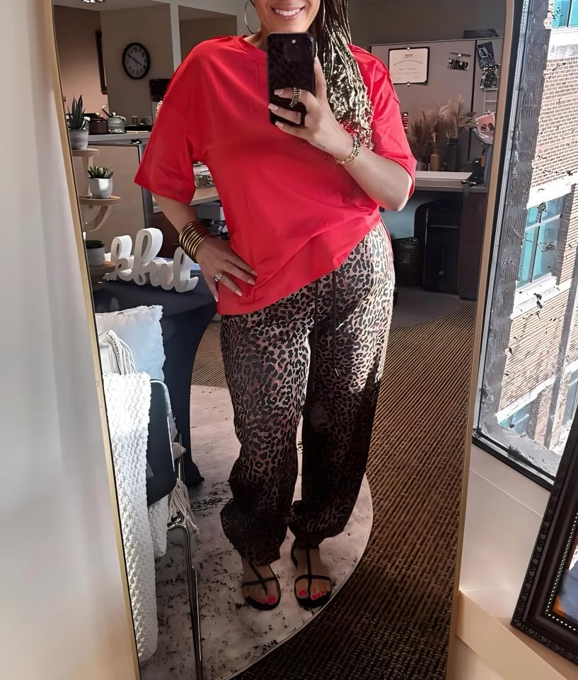 Tankaneo Womens Oversized Tshirts Summer Casual Short Sleeve Crew Neck T Shirt Loose Fit Side Slit Tee Tops - Image 8