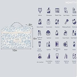 Makeup Bag,Quilted Cosmetic Bags,Large Floral Make Up Bags for Women, Makeup Organize,Flower Travel Toiletry Bag