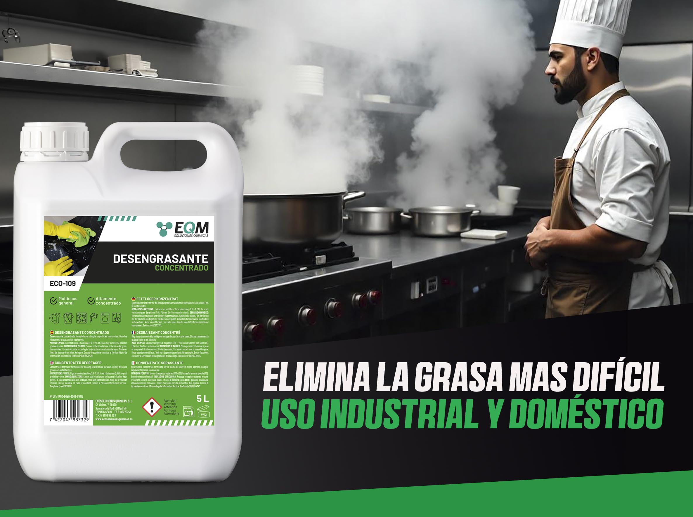EQM ECO-109 Desengrasante Concentrado 5L Quitagrasas Alta Eficacia