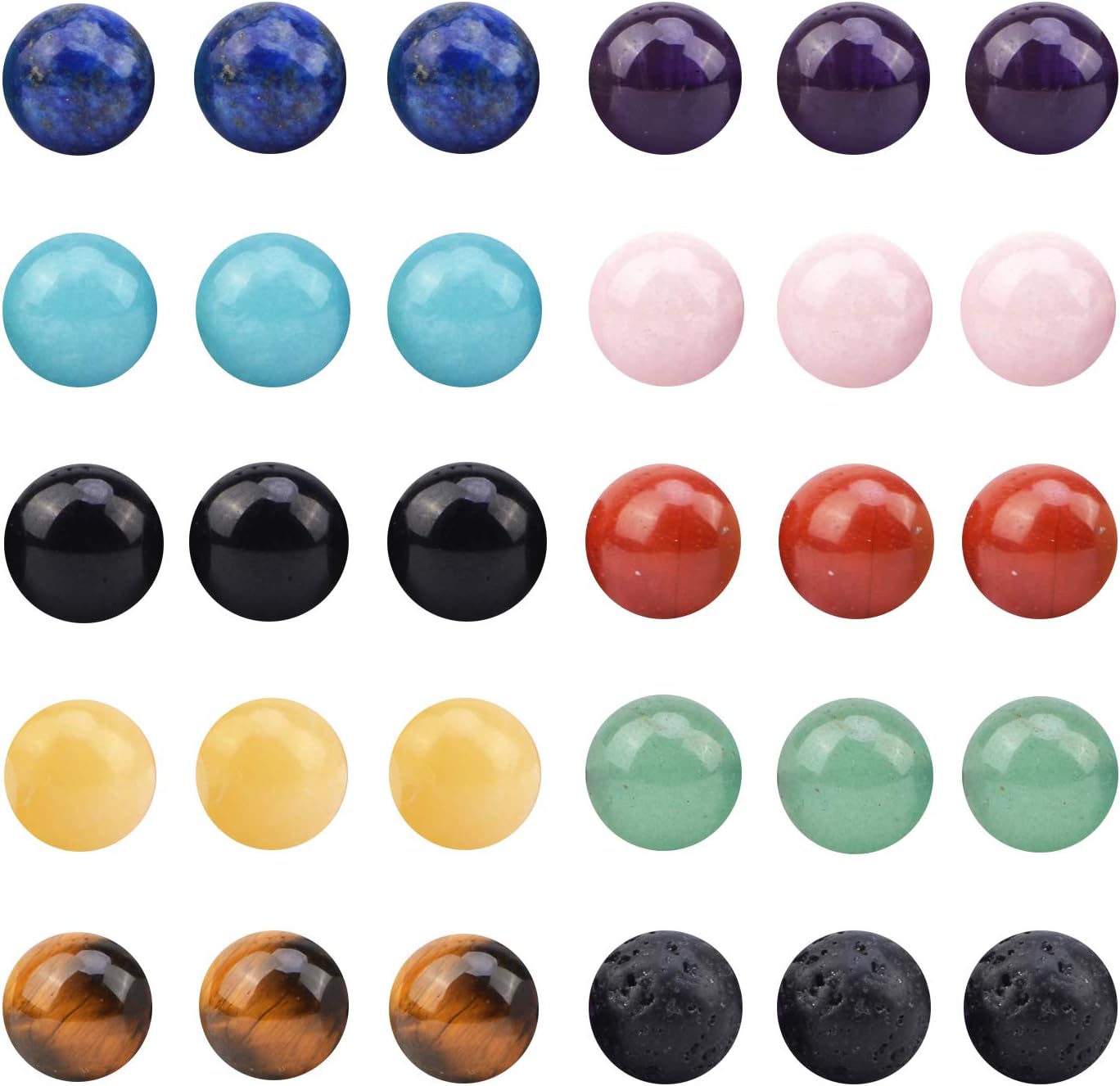 Natural Stone Beads 200pcs Mixed 8mm Round Genuine Real Beading Loose Gemstone Hole Size 1mm DIY Charm Smooth Beads for Bracelet Necklace Earrings Jewelry Making (Stone Beads Mix 200pcs, 8MM) 10-Colors Gemstone 8MM