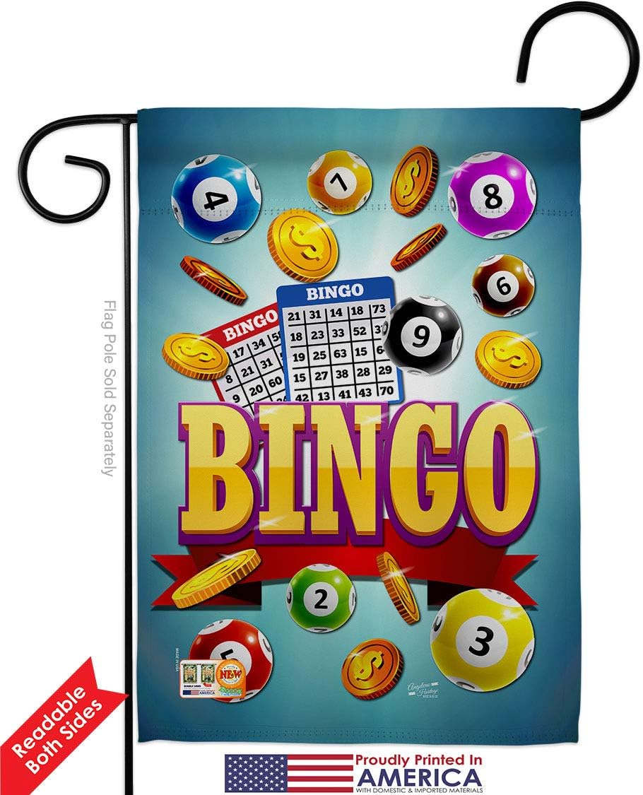 Bingo Win Night Garden Flag Set Wall Holder Interests Game Bunco Dice Poker Hobbies Leisure Activity Small Decorative Gift Yard House Banner Double-Sided Made In USA 13 X 18.5