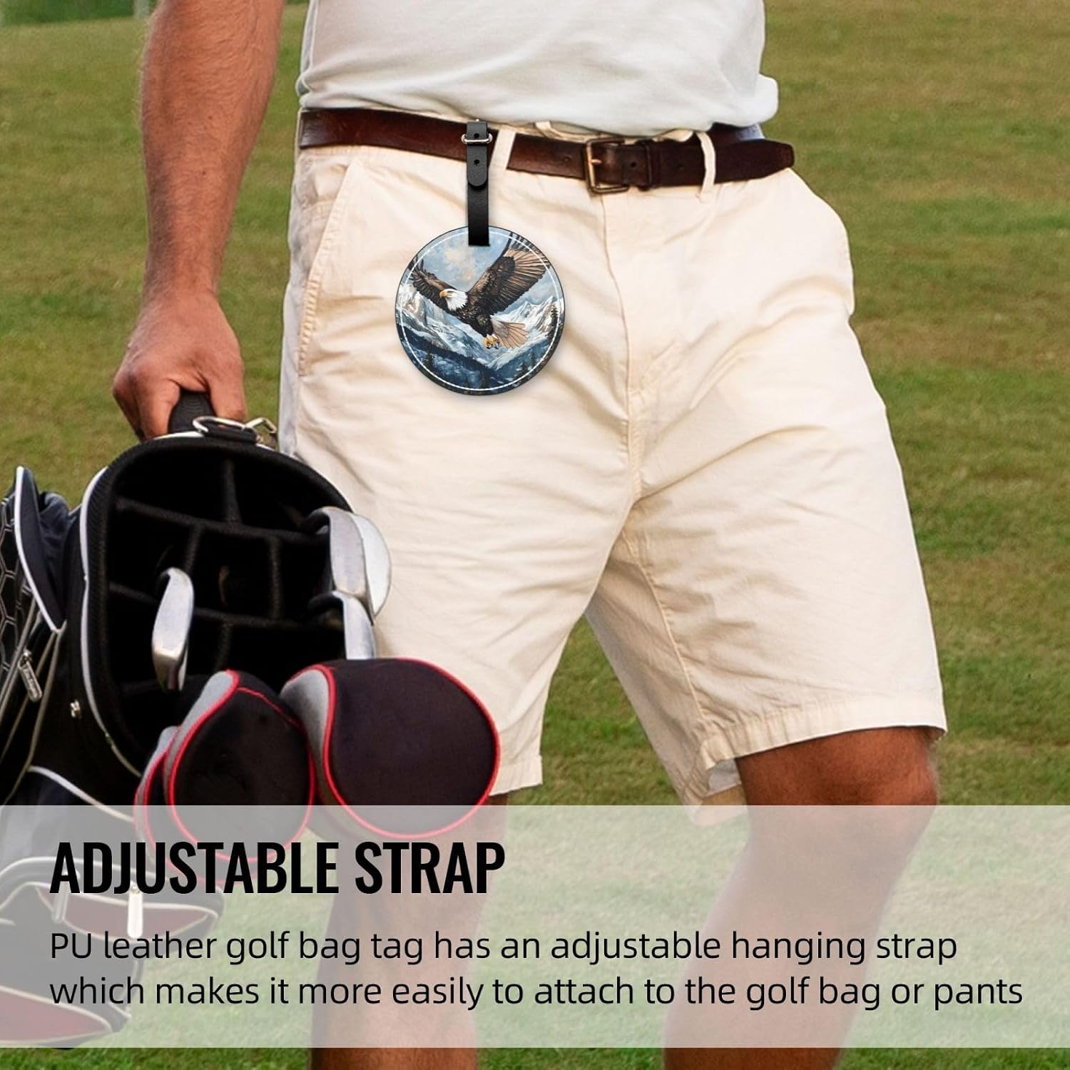 Eagle Black Printed Golf tee Storage Bag - for Men only, Durable PU Material, Easy to Carry, Enhance The Golf Experience