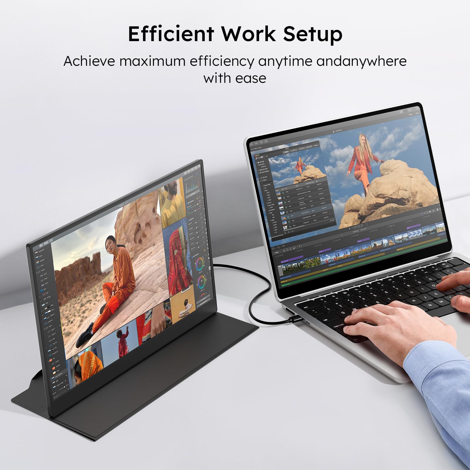 Dopesplay Portable Monitor, 15.6" 1080P FHD Second External Monitor with Carry Case, Travel Monitor with USB-C Mini HDMI Port, Compatible with Laptop/Mac/PC/Gaming Device — view 7