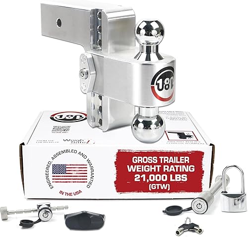 Vista 23 de Weigh Safe Enganche de remolque de 180 grados, enganche de remolque ajustable para remolque, compatible con receptores de 3 pulgadas, caída de 8