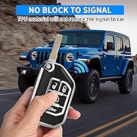 Vista 3 de QBUC Funda para Llavero de Jeep, Protector de Estuche de Llave Plegable con Llavero Compatible con Jeep Wrangler JLU JL Gladiator Rubicon JT