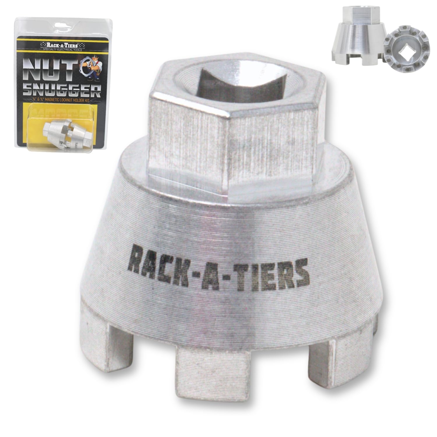 Rack-A-Tiers Nut Snugger Kit: 1/2" & 3/4" Magnetic Locknut Holder, Locknut Wrench, Conduit Locknut Wrench, Electrical Lock Nut Tool (80090)