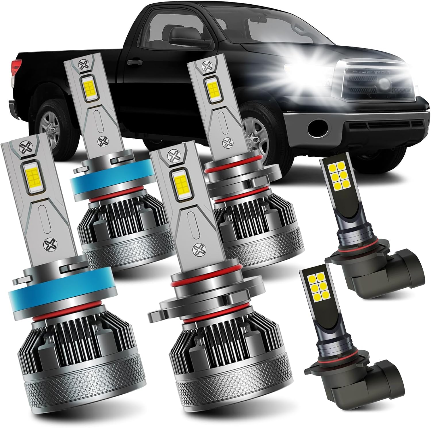 AWALITED Fits for 2007-2013 Toyota Tundra High Low Beam Fog Lights Bulbs Combo, 6000K White Plug-and-Play Super Bright Bulbs, Pack of 6
