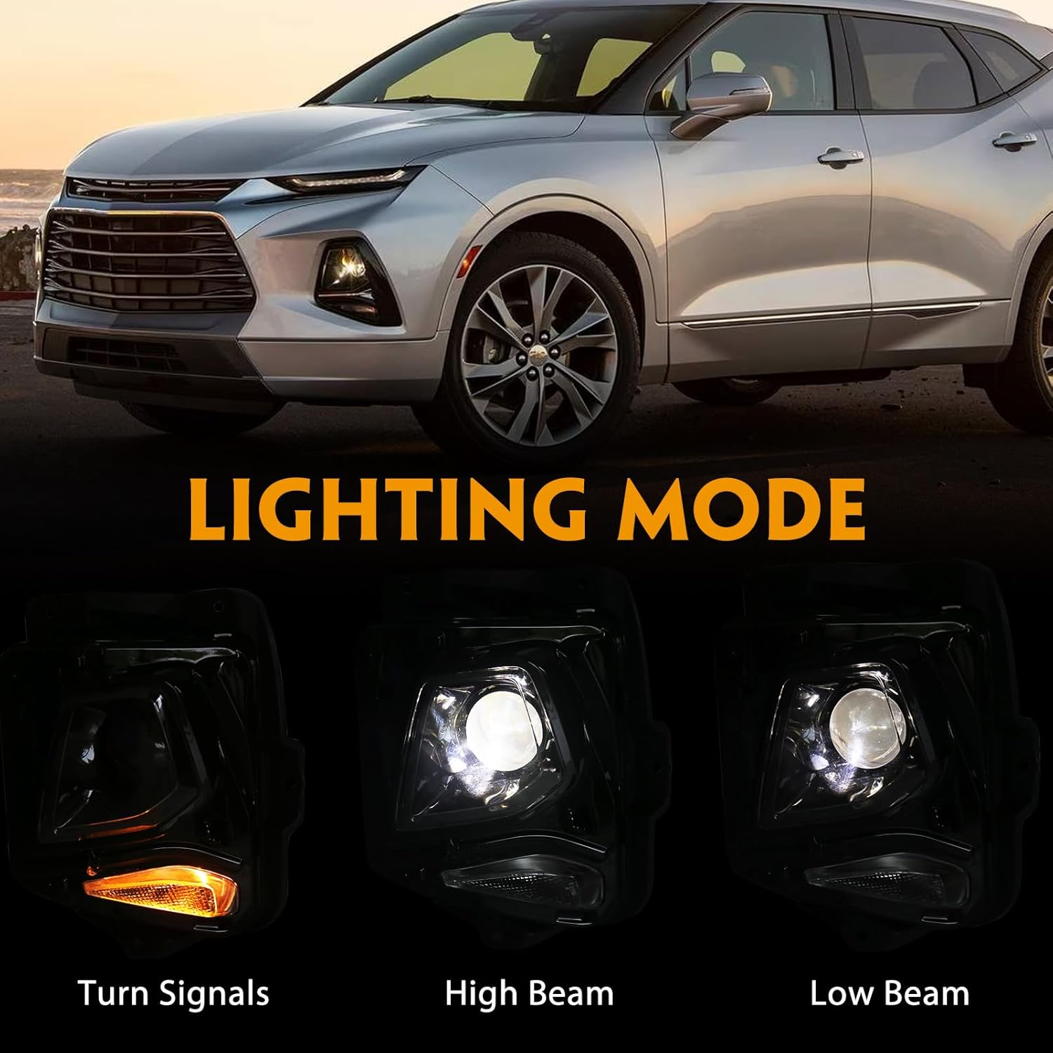 FIONE HID Headlight Assembly Compatible with Chevy Blazer 2019-2022 Replacement Xenon Headlamp with bulbs Factory OE Model with Black Housing Left Driver Side LH 84588815 GM2502492