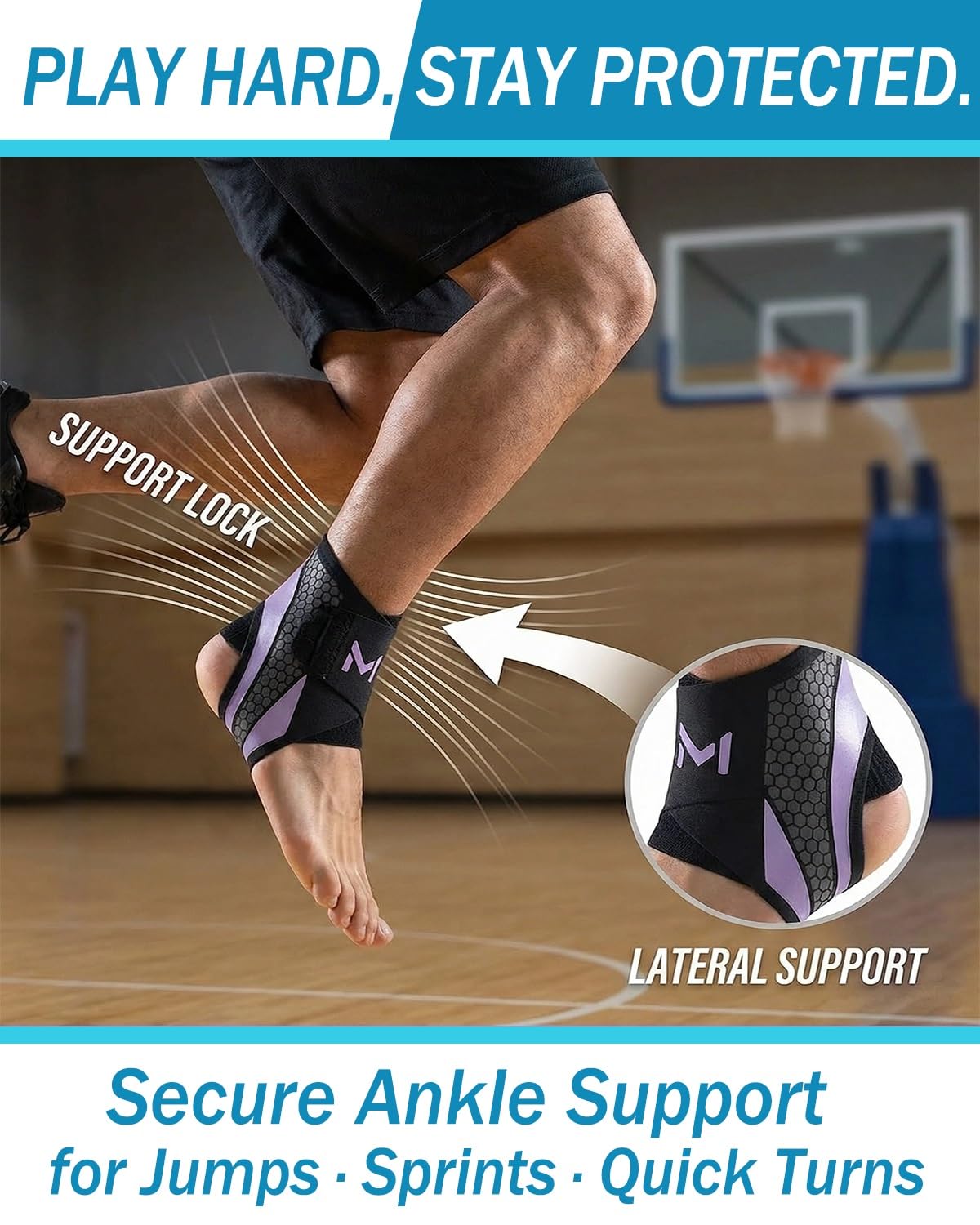 4-Pack Ankle Brace Compression Support Stabilizer Lace-Up Sports Basketball Sprain Recovery Adjustable Foot Ankle Orthopedic Grade Tendonitis Protection for Men & Women(Gray) - 3