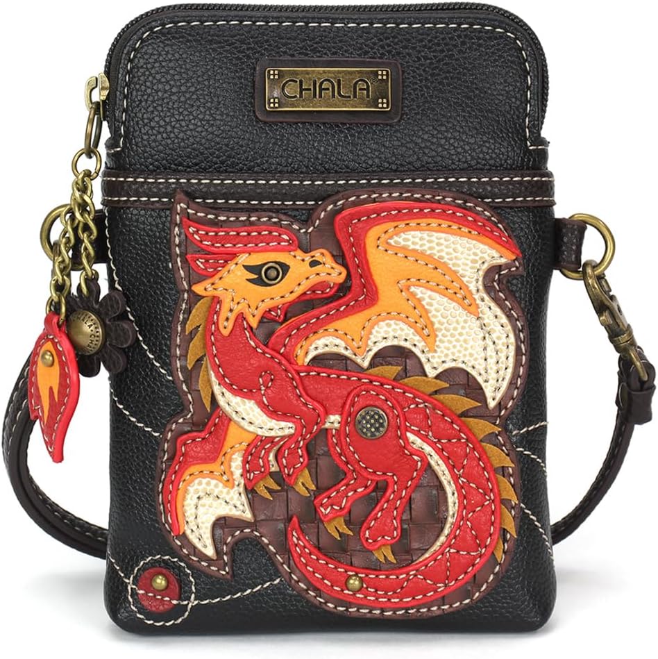 CHALA Cell Phone Crossbody Purse-Women PU Leather/Canvas Multicolor Handbag with Adjustable Strap