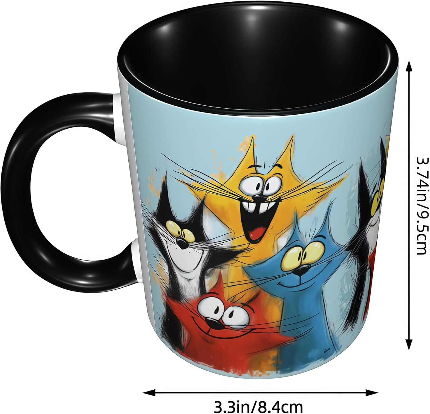 Yrebyou Cat Coffee Mug Novelty Ceramic Coffee Cup with Handle Gifts for Women and Men Microwave Safe for Home or Office 11oz - Image 5