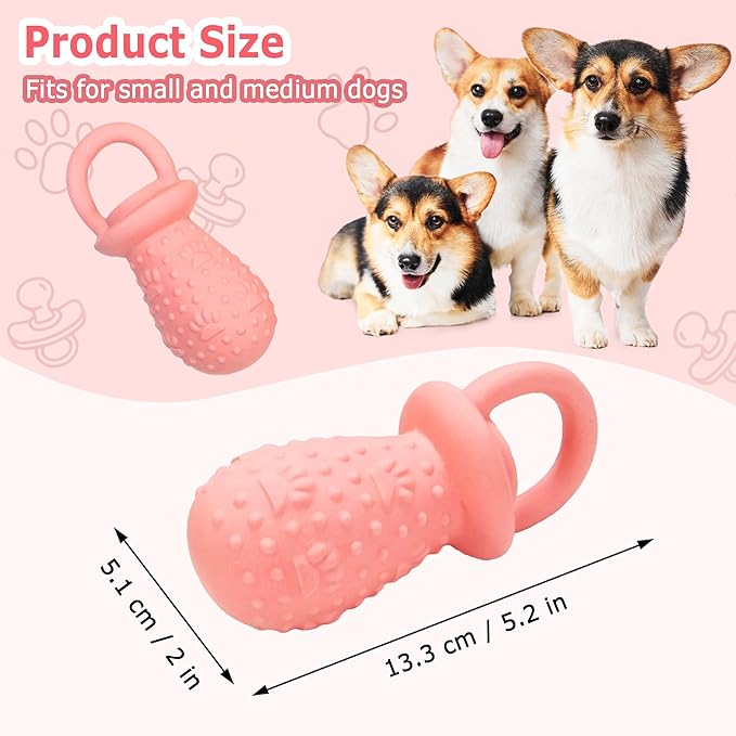 Juguete Mordedor Chupete Squeaky para Perros LLSPET - Rosa miniatura 2