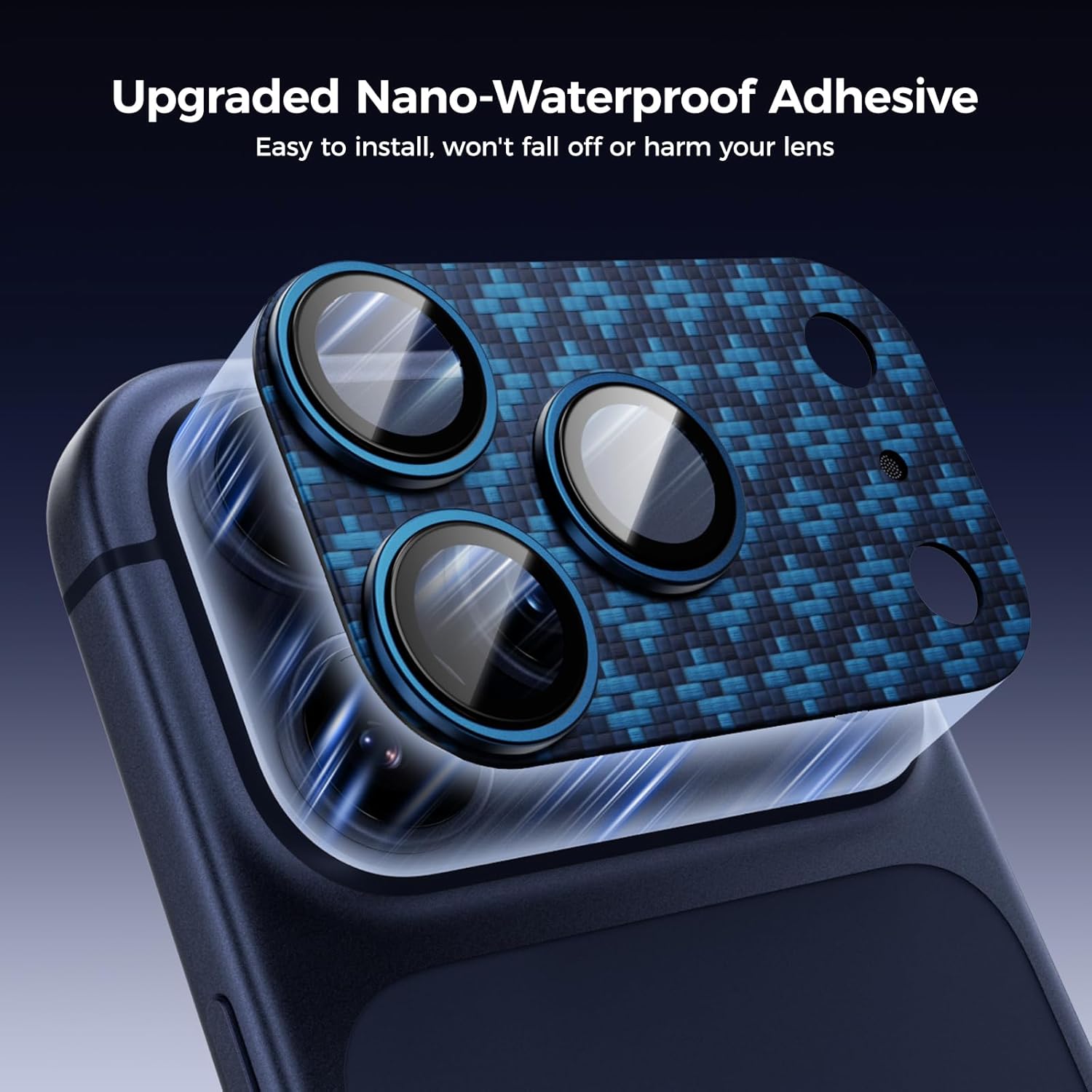 BENKS ArmorWarrior Camera Lens Protector for iPhone 17 Pro Max, AR-Coated Tempered Glass with Aramid Fiber, Impact-Resistant, Dust Guard, Case-Friendly (Azure Blue)