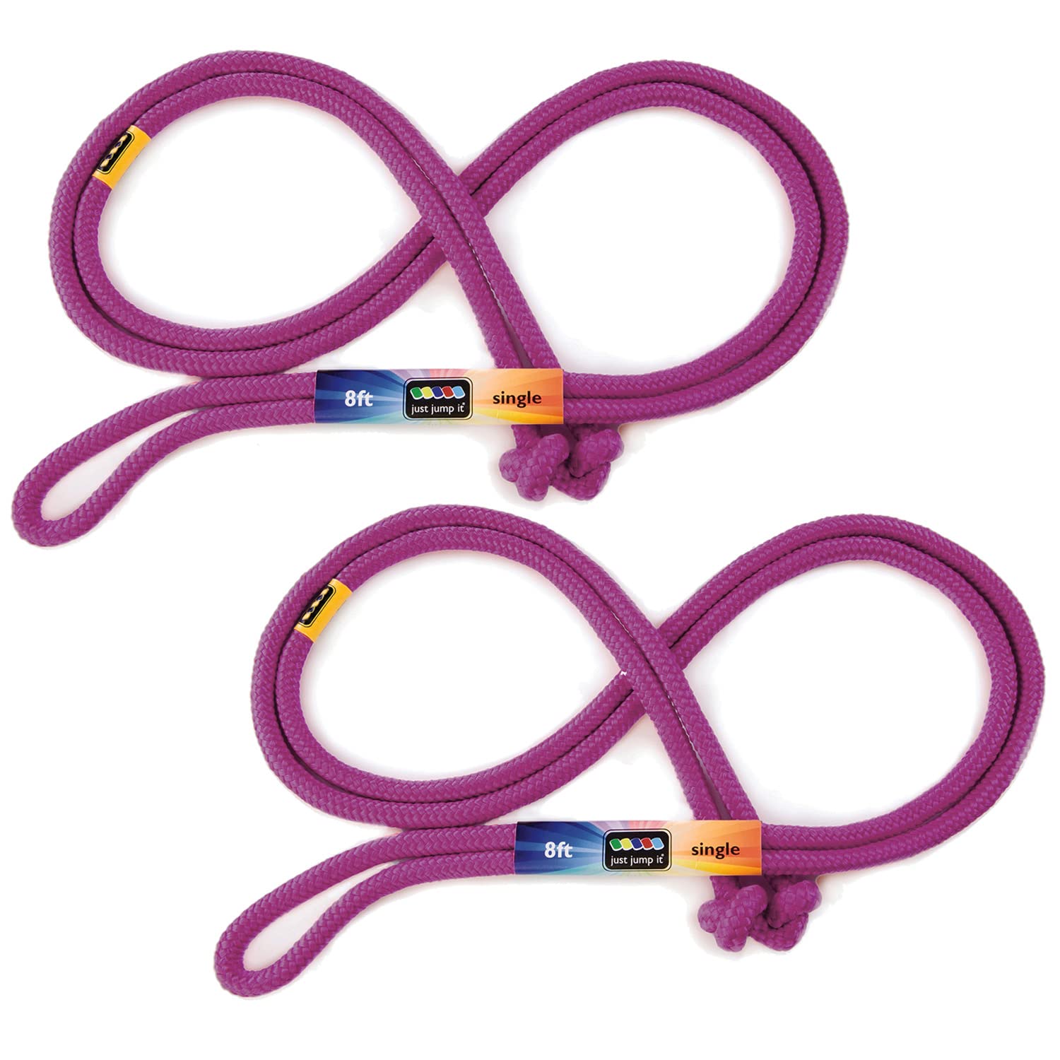 Just Jump It 8' Foot Jump Rope 2 Pack - Active Outdoor Youth Fitness Excersing Equipment - Braided Nylon Gym Accessories - Raspberry
