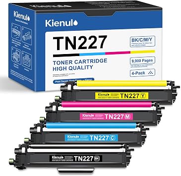 TN-227 High Yield Toner Cartridge 4-Pack TN227BK TN227C TN227M TN227Y, Replacement for Brother TN227 Toner, Compatible with HL-L3290CDW HL-L3270CDW HL-L3210CW HL-L3230CDW MFC-L3770CDW Printers