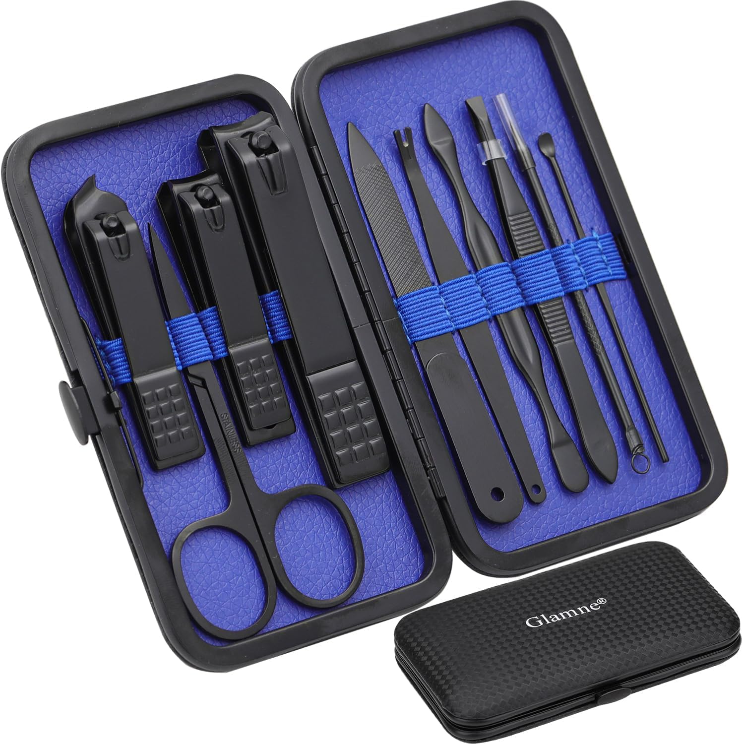 Manicure Set Nail Clippers Kit Professional Stainless Steel Nail Care Tools with Leather Travel Case 10 in 1 Blue Manicure Set Nail Clippers Kit Professional Stainless Steel Nail Care Tools with Leather Travel Case 10 in 1 Blue