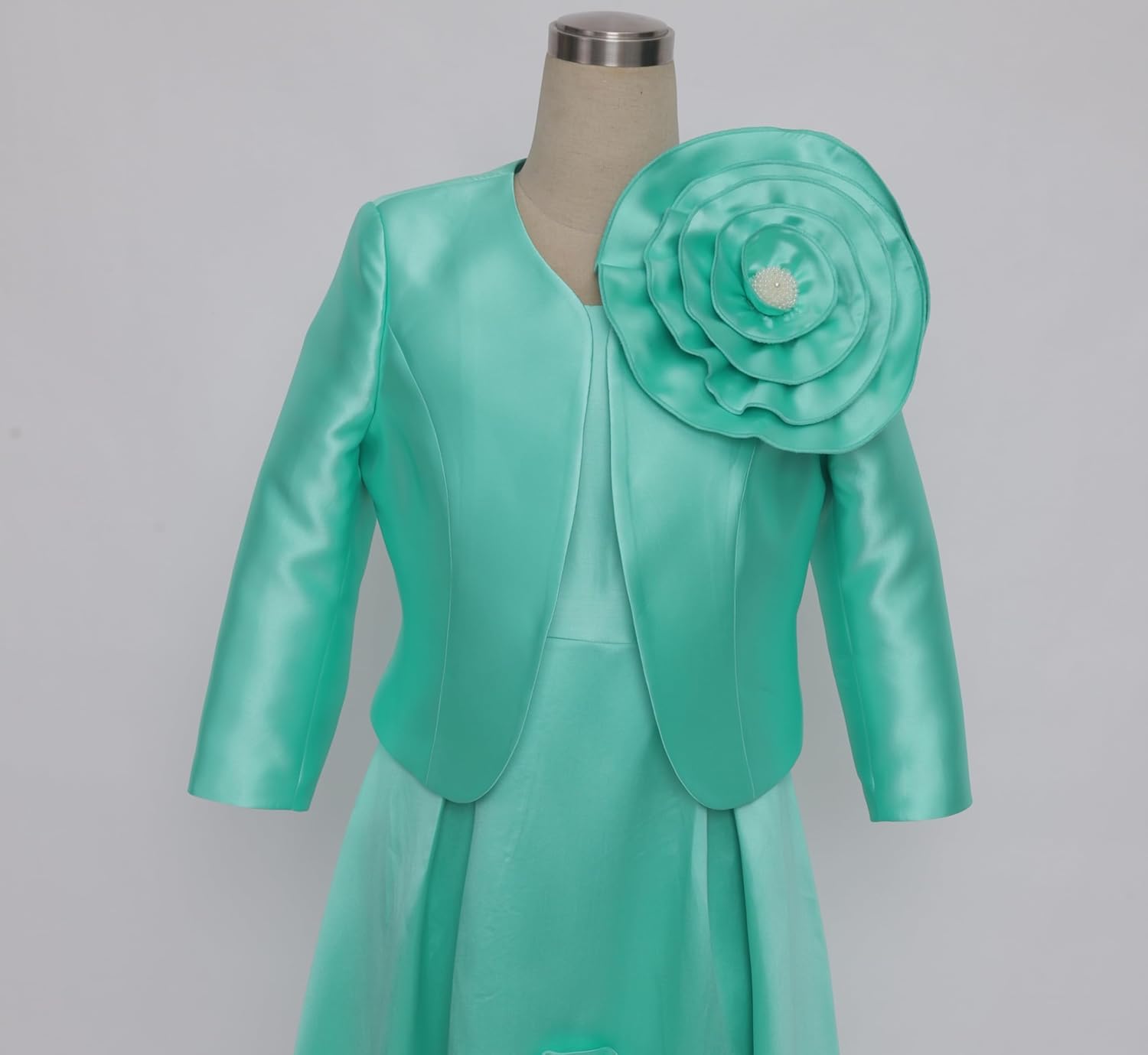 Geenlinm FASHlON 2 Piece Dress Suit Women's Dress Church Suits with Big Breasted Flower Plus Size Formal Attire Elegance