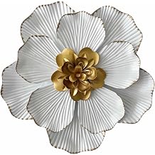 Blueprint Ivy 9" Metal Flower Wall Decor Rustic Farmhouse Wall Decoration Multi-Layered Floral Wall Hanging for Bedroom Living Room Bathroom Kitchen Outdoor Wall Art White