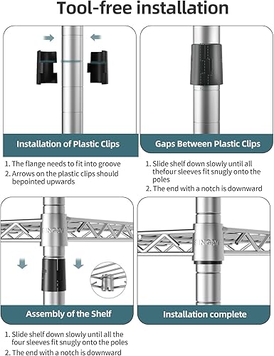 Miniatura 6 de SINGAYE Estante de almacenamiento ajustable de 4 niveles, estante de almacenamiento de pie, capacidad de carga de 90 kg por estante, 59 cm de ancho