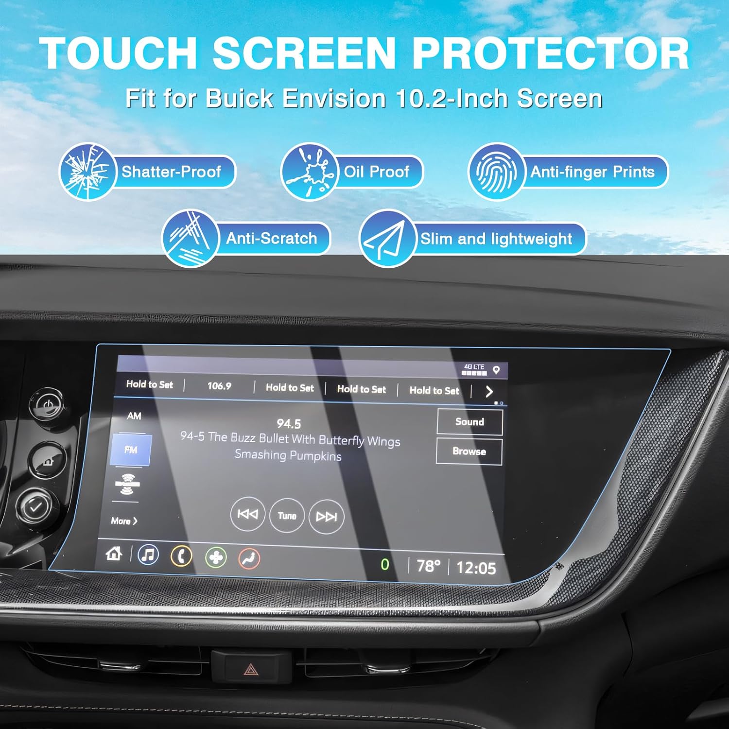 Karltys [Upgrade] 2 Pack Screen Protector for Buick Envision 2023~2021 10.2-Inch [No Glare & Fingerprint] Tempered Glass Buick Envision Accessories 10.2-Inch 2023~2021 Buick Envision