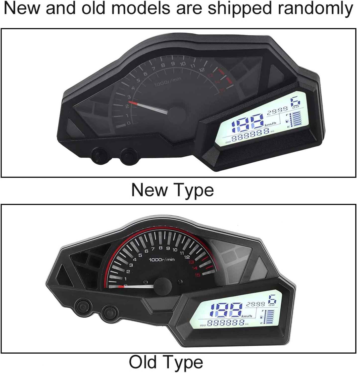 Acouto Motorcycle Speedometer for 300 6 Gear LCD Motorcycle Odometer Tachometer Speed Fuel Gauge 15000RPM 0-199km/h